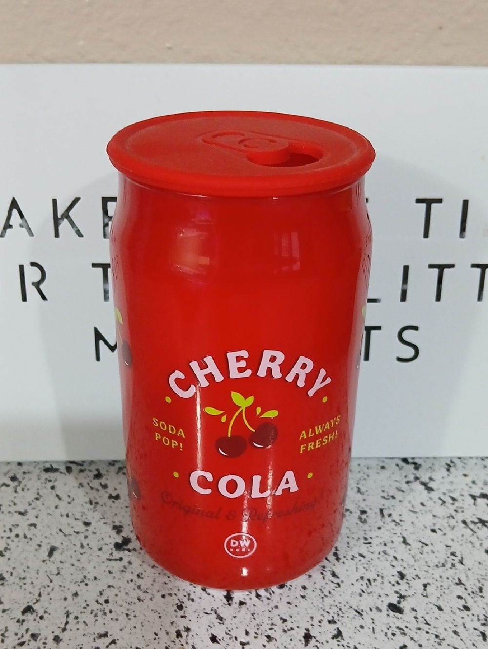 DW Home Red Cherry Cola Decorative Candle Holder with Cherry Graphic